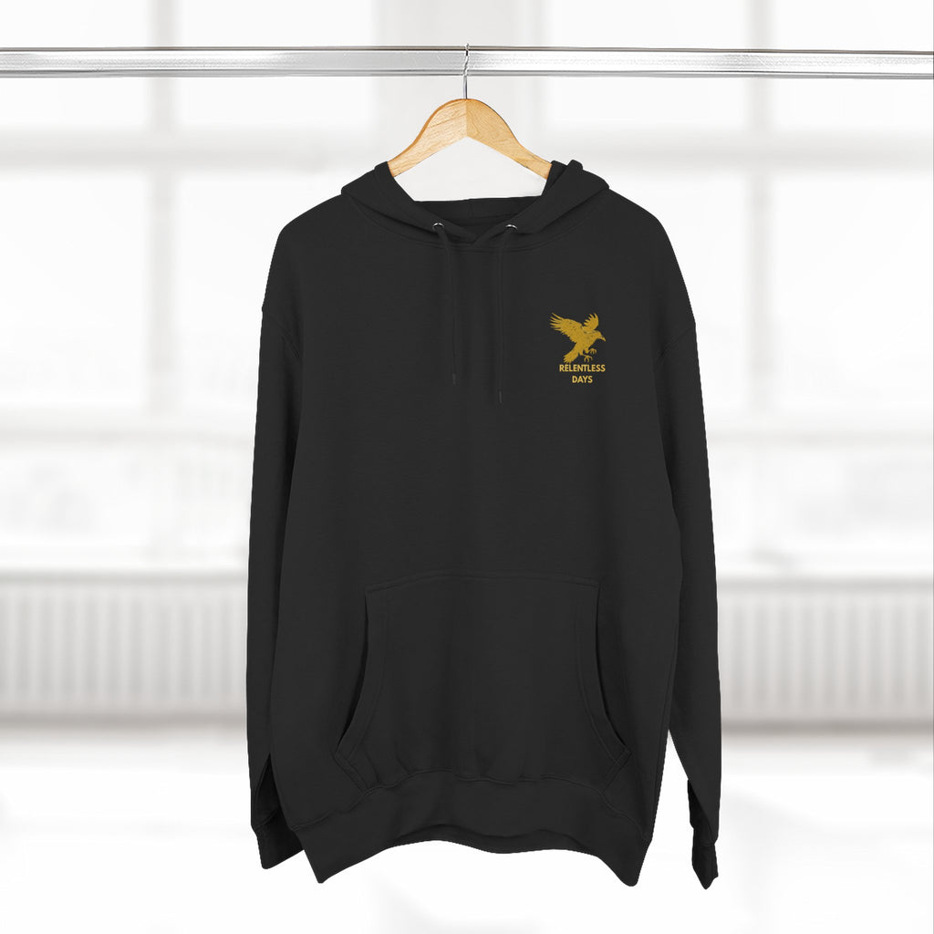 Relentless Days Hoodie — Gold Eagle Graphic Fleece Pullover